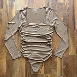 Abercrombie & Fitch Tan Long Sleeve Bodysuit